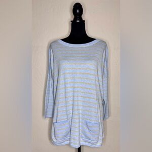 LILLY PULITZER Gold and Blue Striped Boatneck Oversized Sweater Women’s‎ Size S